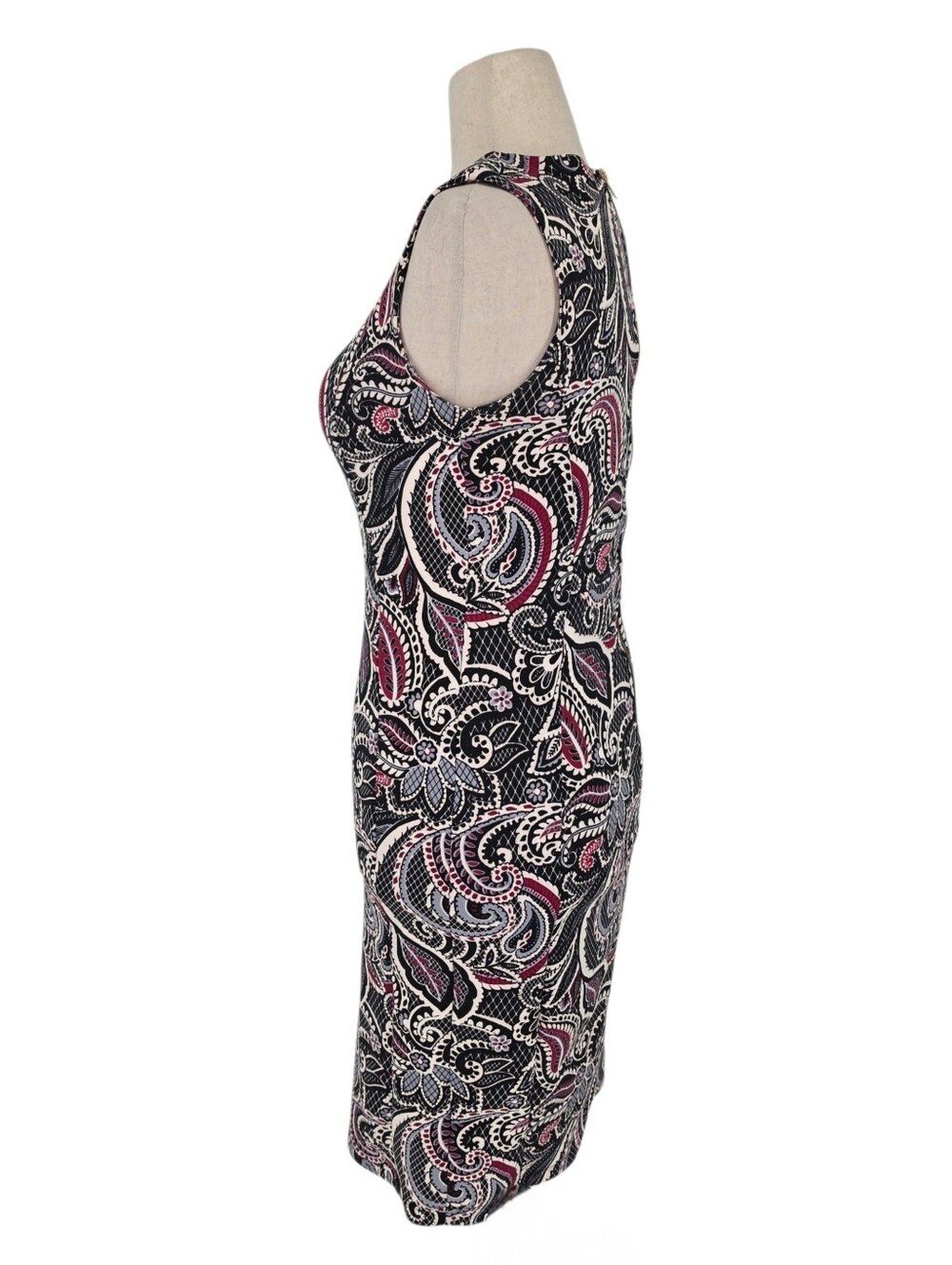 Shelby & Palmer Sheath Dress Size 8 Black Paisley Sleeveless Stretch - Picture 6 of 8